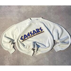 Vintage 90s Caesars Palace Hotel Spellout Puff Print Crewneck Sweater